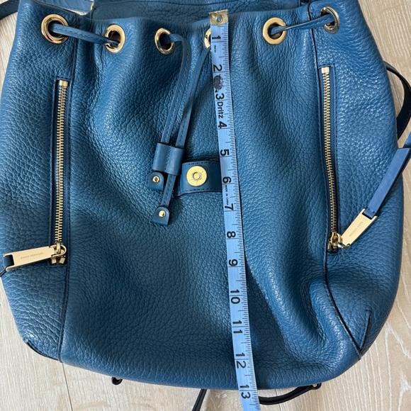 Michael Kors Blue Leather Viv Large Backpack - Picture 13 of 15